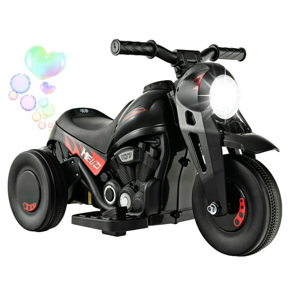 Infans 6V Kids Bubble Car Electric Ride on Motorcycle w/ Music Button & LED Headlight