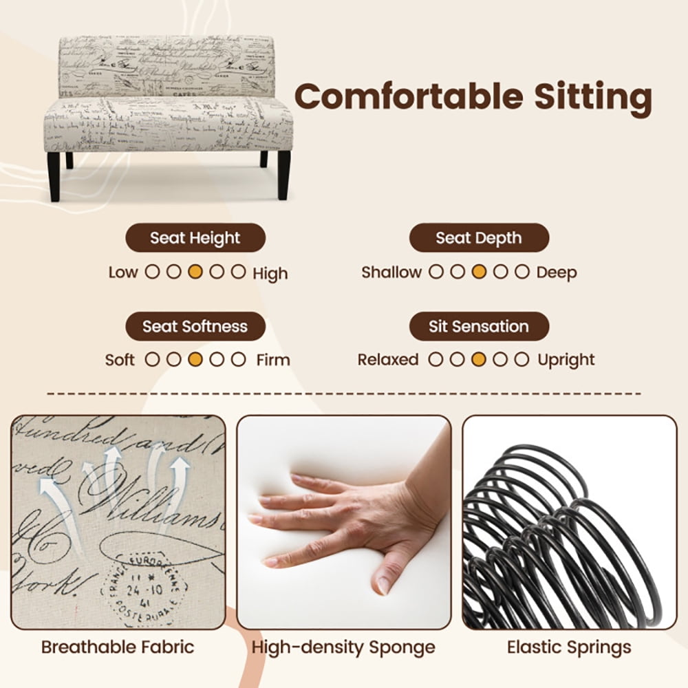Finihen Loveseat Sofa, Armless Loveseat Sofa, Wooden Leg Armless Loveseat Sofa, for Living Room, Bedroom, Begie Finihen Loveseat Sofa, Armless Loveseat Sofa, Wooden Leg Armless Loveseat Sofa, for Living Room, Bedroom, Begie