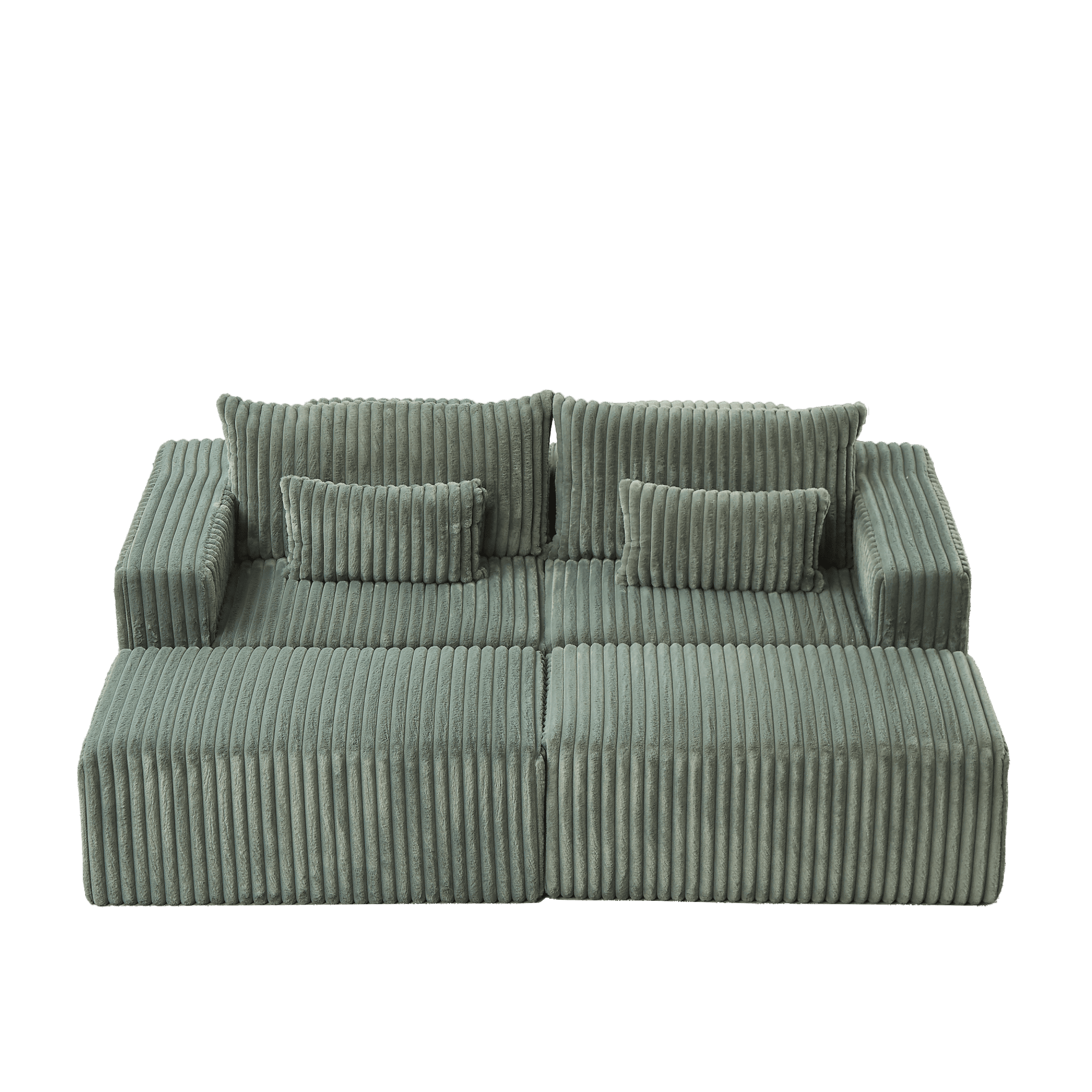 87" Oversized Sectional Lounge Chaise,No Assembly Required,Cloud Plush Loveseat with Two Removable Footstool,Fluffy Modern Sleeper Chair for Indoor Living Room Bedroom (Green)