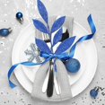 thumbnail image 5 of Zukuco 20 Pieces Blue Glittered Artificial Leaf Spray Picks 12" Tall for Christmas Winter Wedding Wreath Tree Floral Arrangment Vase Bouquets Table Centerpieces Decoration, 5 of 5