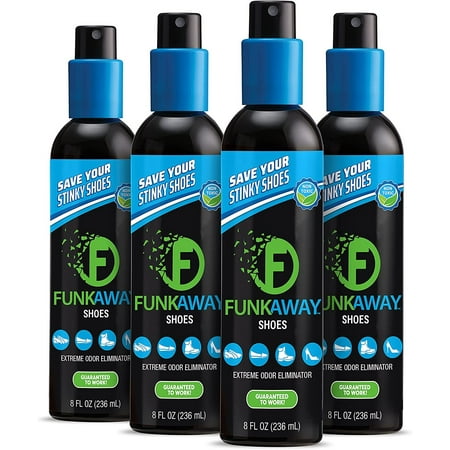

FunkAway Pump Spray 8 oz Pack of 4 Extreme Shoe Odor Eliminator Non-Aerosol Use on Shoes Clothes and Gear Renew Stinky Shoes