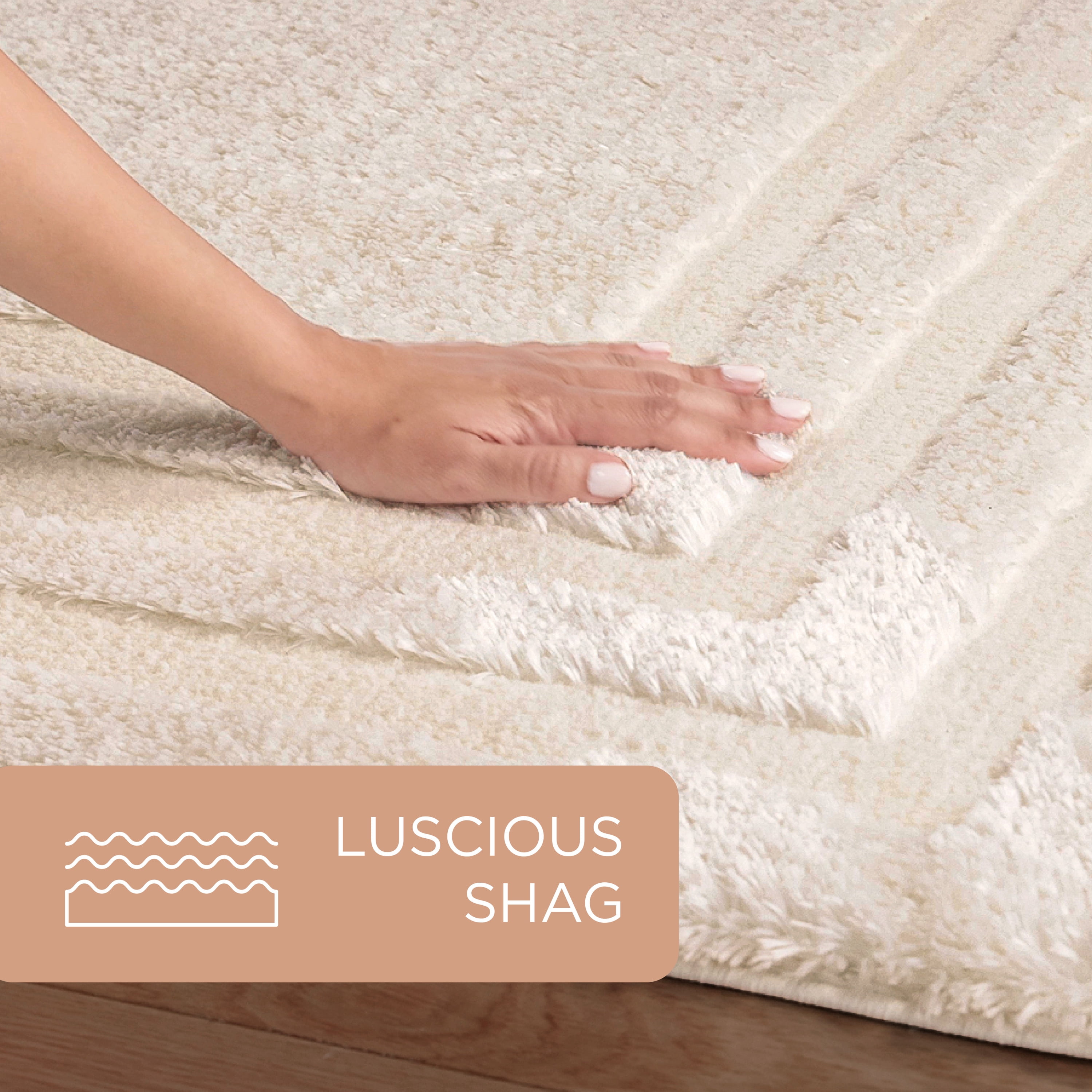 TOWN & COUNTRY EVERYDAY Cloud Shag Plush Border Area Rug with High-Low Pile, Beige, 6'6"x9'6"