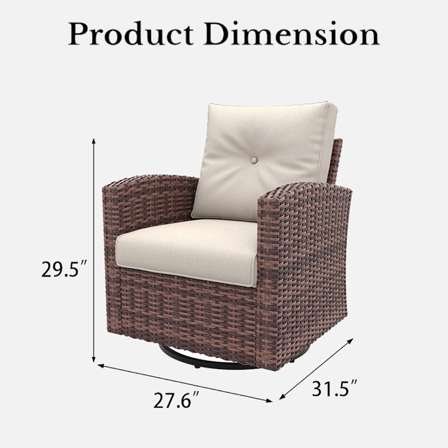 Layinsun 2 Pieces Patio Furniture Set with Swivel Chairs, Rattan Wicker Rocking Glide Chairs