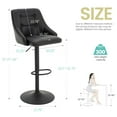 thumbnail image 3 of Bar Stools with Back, PU Leather Square 360°Swivel Barstools, Adjustable Height Pneumatic Lift Bar Chair for Kitchen Island, Bar, Dining, Black, 3 of 10