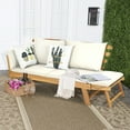 thumbnail image 1 of Costway Patio Convertible Sofa Daybed Solid Wood Adjustable Furni Thick Cushion White, 1 of 10