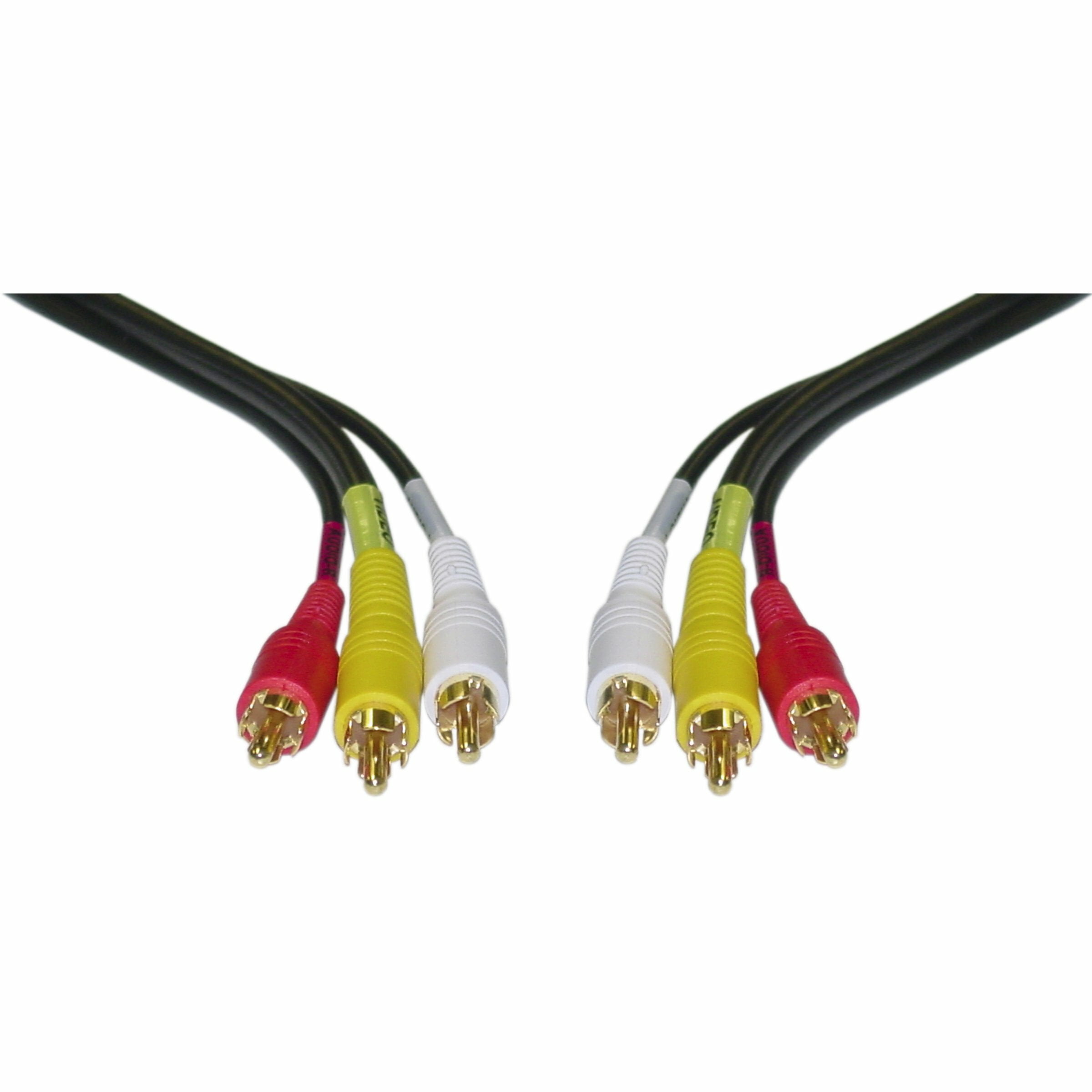 Stereo/VCR RCA Cable, 2 RCA (Audio) + RCA RG59 Video, Goldplated