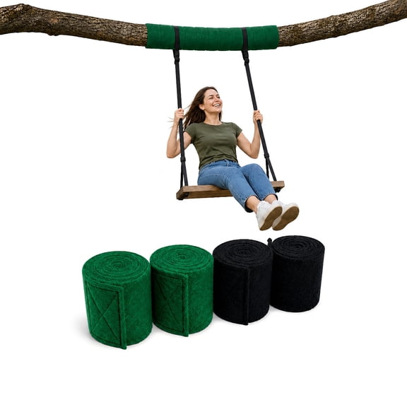 4 Pack Felt Tree Swing Strap Protectors, Wear-Resistant Tree Trunk Pads 10x200cm for Slacklines Hammocks Zipline, 2 Black 2 Green