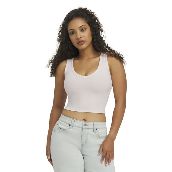 Mills by Millie Bobby Brown Women's Sleeveless Rib Deep V-Neck Tank Top, Sizes XXS-XXL