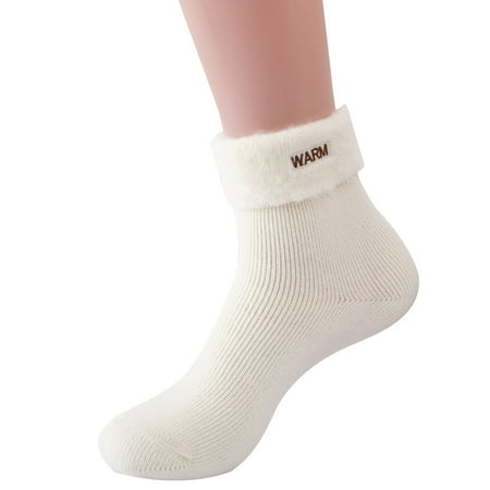 

ZMHEGW Socks For Women Winter Solid Color Knitting Plush Warm Home Ski Moon