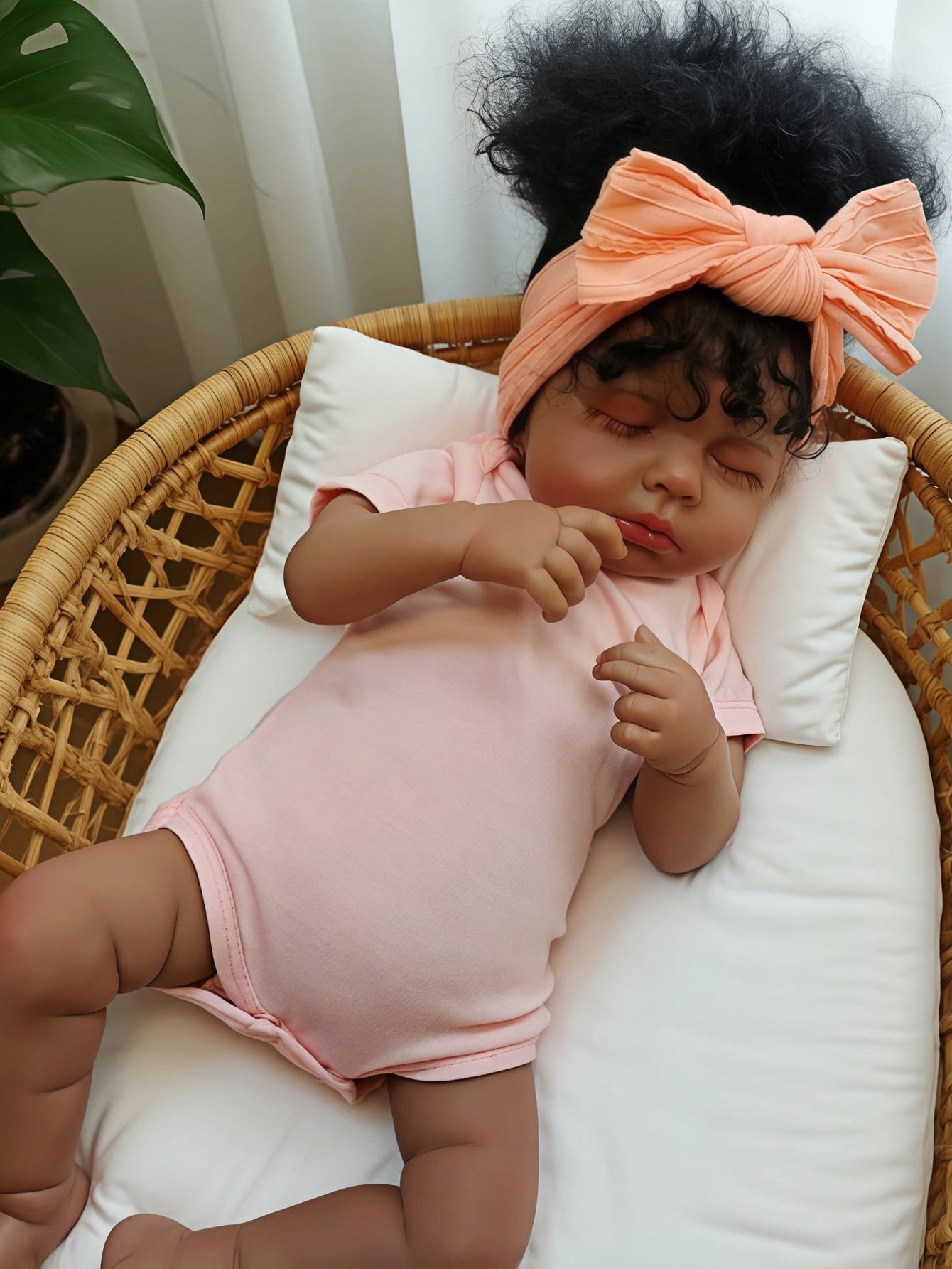 20 Inch Reborn Baby Doll Black Girl Soft Cloth Body Lifelike Newborn Baby Doll Hand Rooted Hair Realistic Doll Toy Gift for Kids Age 3+