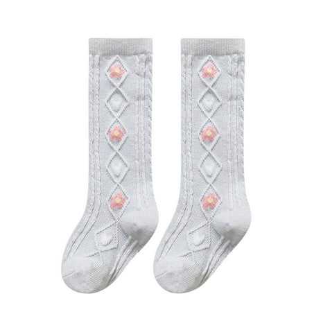 

TOWED22 Toddler Socks Toddler Baby Kids Girls Warm Cute Knee-High Socks Stockings Mid-Calf Length Socks Soft And Elegant Socks Grey