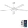 thumbnail image 1 of Ohniyou Ventilador de Techo de 52 Pulgadas con Luz y Control Remoto, 6 Velocidades, Luz Regulable, Reversible, Motor DC Silencioso, Ventilador de Techo de Granja Blanco para Interior y Exterior, 1 of 8