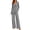 Gray women's two piece lounge set a1, variant on Cagogo Women's 2 Piece Outfit V Neck Long Sleeve Pullover Tops Wide Leg Pants Casual Set Solid Basic Lounge Sets Matching Tracksuits Travel Airport Clothes, Orange 2XL
