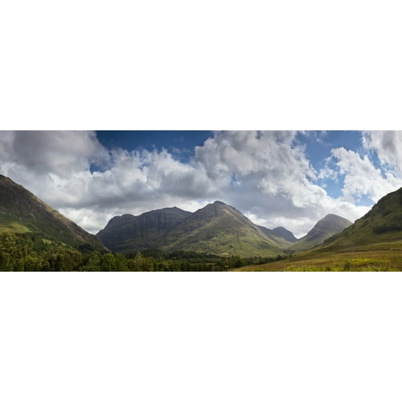 A Mountainous Landscape Under Clouds; Glencoe, Argyll, Scotland Poster Print (44 x 15)