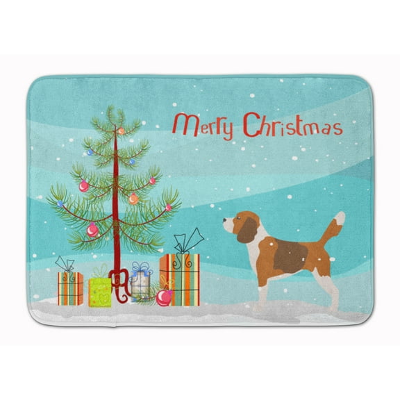 Beagle Merry Christmas Tree Machine Washable Memory Foam Mat