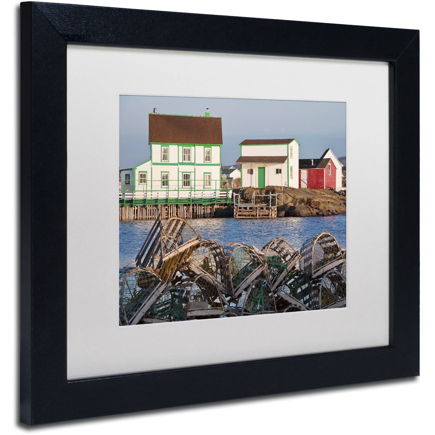 Trademark Fine Art "Lobster Traps" Canvas Art by Michael Blanchette Photography White Matte, Black Frame
