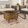 thumbnail image 5 of Pure Garden 50-LG1202 32 in. Outdoor Deep Fire Pit Steel Bowl with Bear Cutouts, Antique Gold, 5 of 8