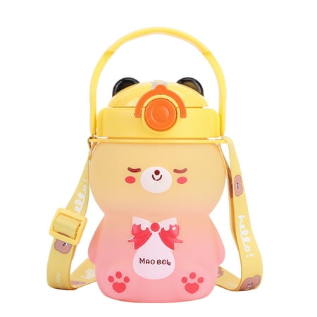

Niovtt 800ml Water Cups Drinkware Cat Plastic Sports Kettle Gradient Color (Yellow)