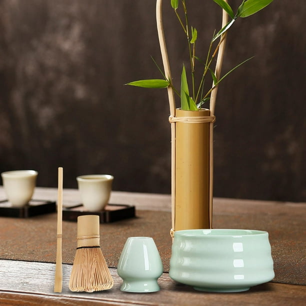 Cuchara y Soporte para batidor Matcha de bambú BLESIY Ceremonia de Matcha verde