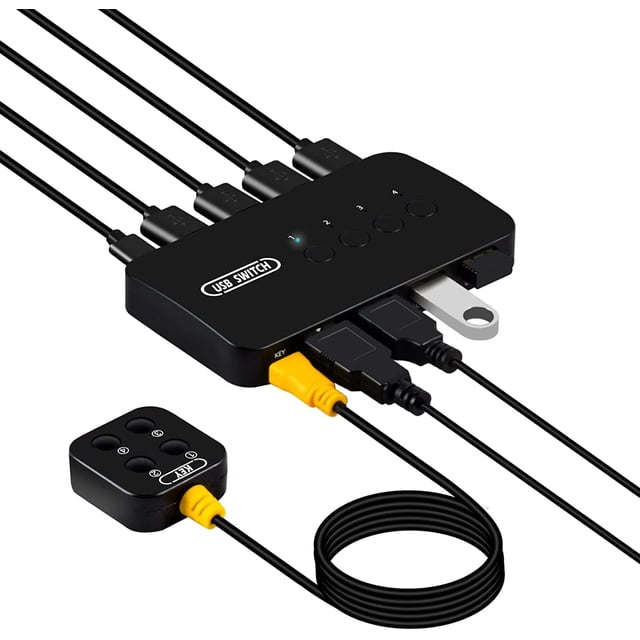 Conmutador USB de 4 entradas y 4 salidas DGODRT USB 2.0 para compartir 4 ordenadores
