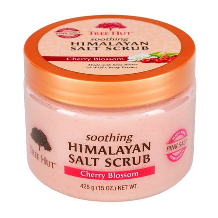 Mint Salt Scrub - Tree Hut Soothing Himalayan Salt Scrub Cherry Blossom, 15oz, Ultra Hydrating and Exfoliating Scrub for Nourishing Essential Body Care