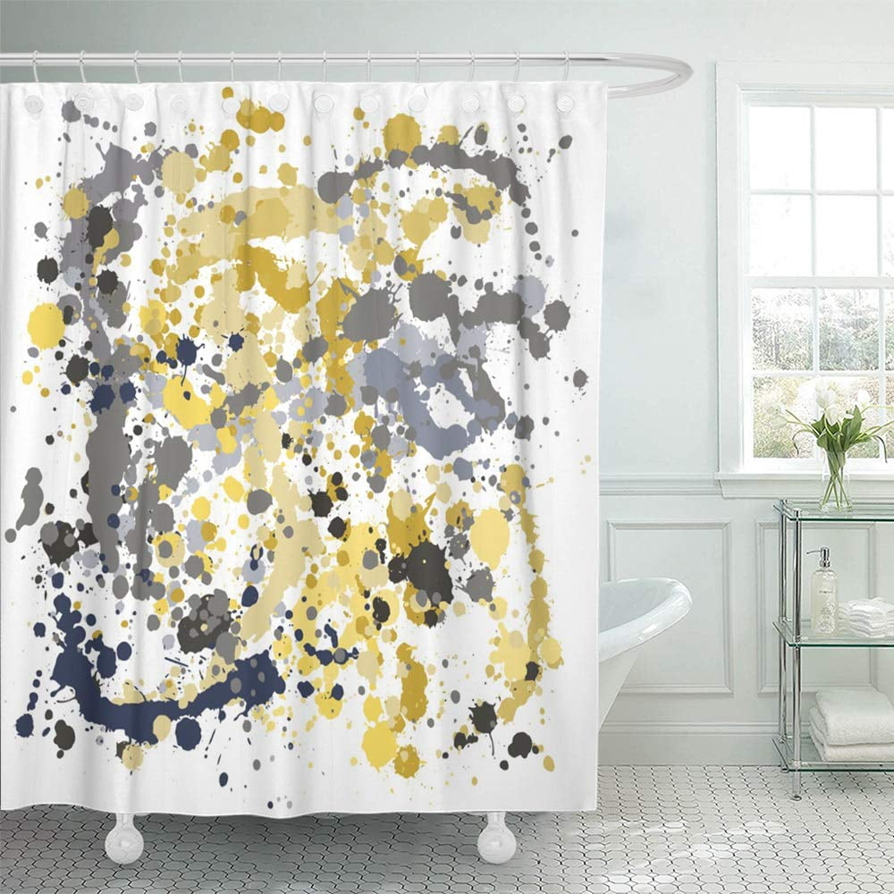 Ksadk Paint Splashes Black Yellow And, Yellow Black And Gray Shower Curtain