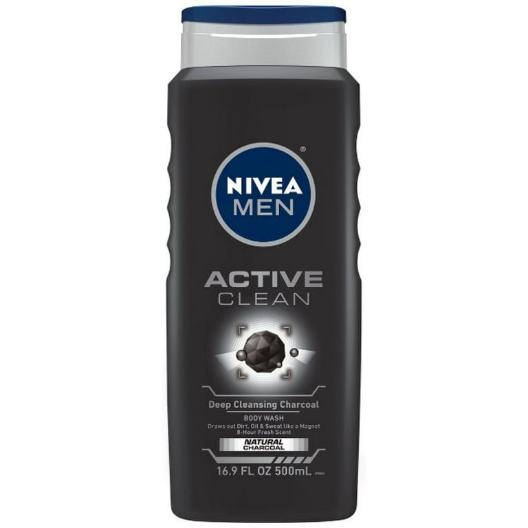 NIVEA FOR MEN Body Wash Active Clean 16.9 oz (Pack of 2