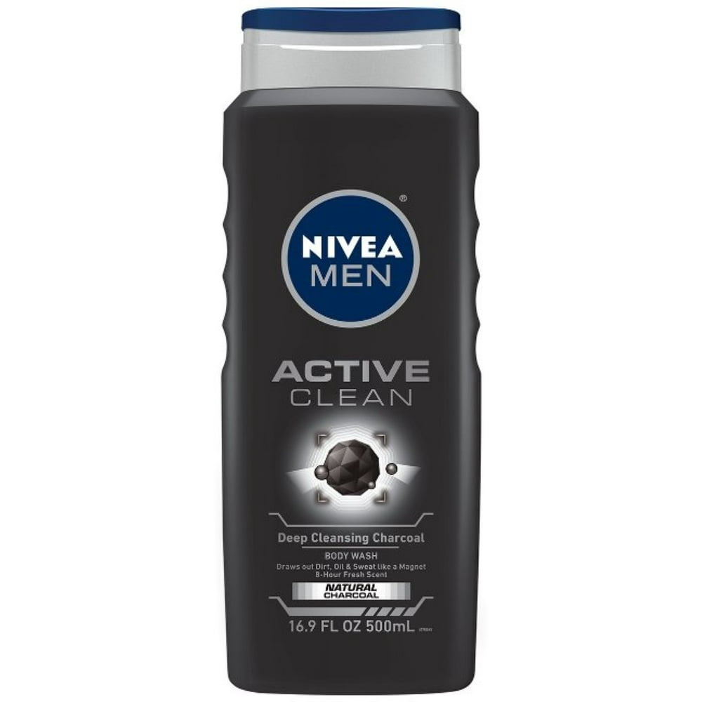 NIVEA FOR MEN Body Wash Active Clean 16.9 oz (Pack of 2)