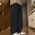 thumbnail image 4 of Teen Child Boys Clothes Pants Cotton Wide Leg Drawstring Elastic Loose Casual Workout Sweatpants, 4 of 4