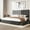 Dark Gray, variant on Amolife King Size Platform Bed Frame with Square-stitched Headboard and 4 Drawers, Dark Gray