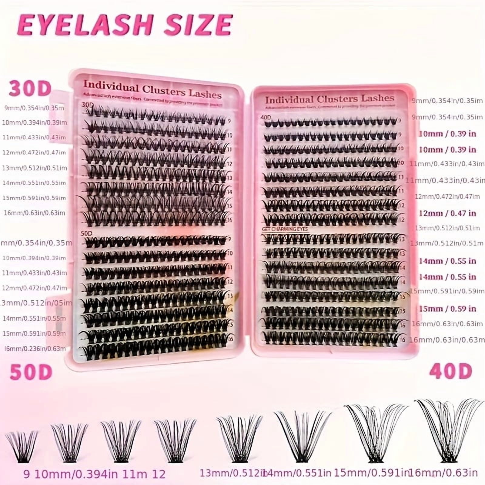 Cluster Lash Extension Kit for Beginners, 600pcs 9-16mm Mixed Volumes, Diy Fake Eyelashes with Lash Tray & Applicator, Cruelty Free & Reusable, Easy to Apply and Remove