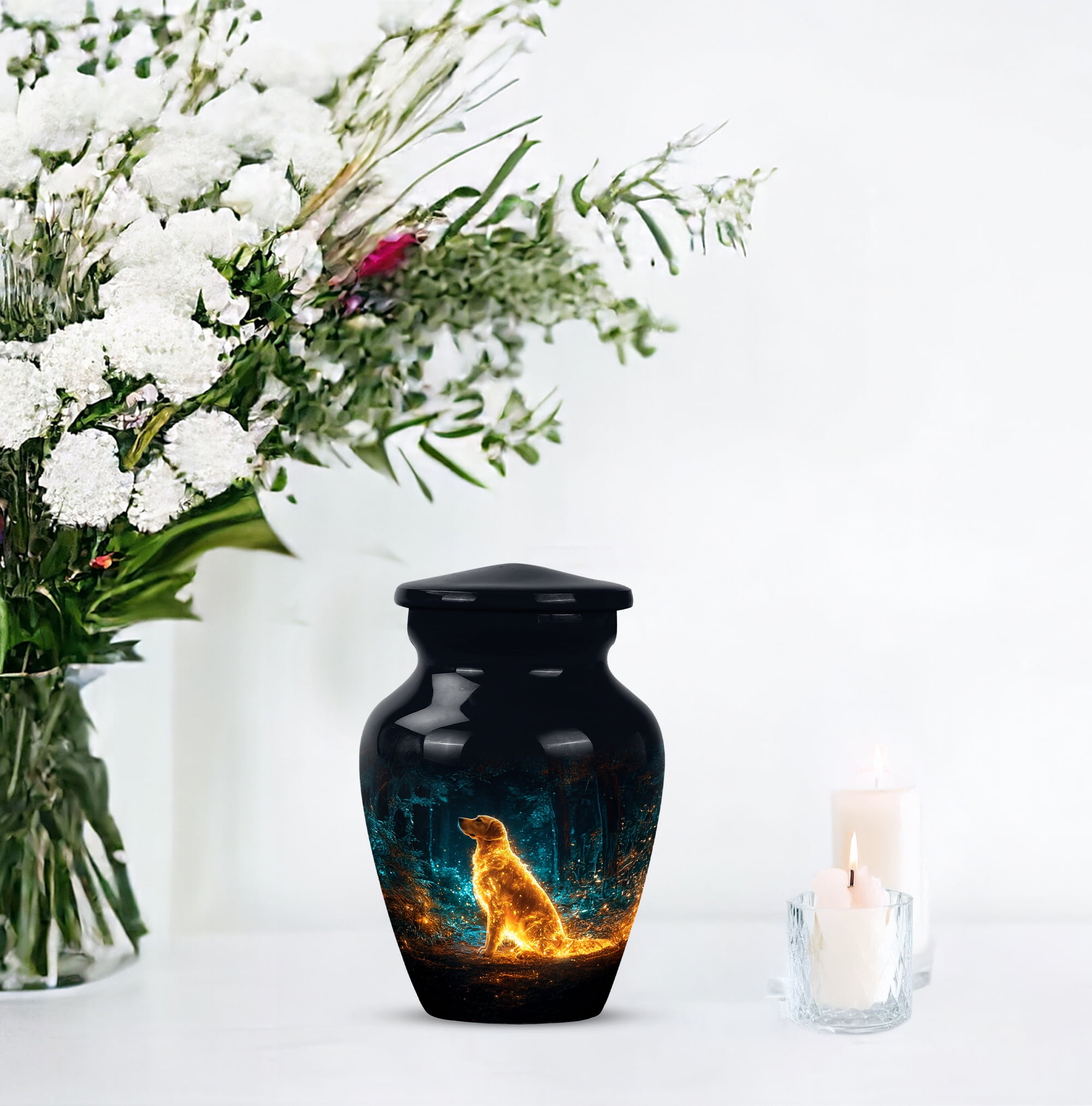 Dog Cremation Urns For Human Ashes Adult Female Small 3 Inch, Black Cremation Urns For Adult, Blue Urn Keepsake Human Ashes