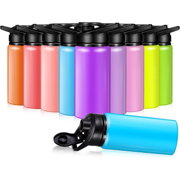 10 Pack Reusable Aluminum Water Bottles Bulk Operation Christmas Multicolor Outdoor Sports Water Bottles for Travel Gym Cycling Camping, Snap Lid