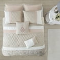 thumbnail image 5 of 8 Pieces Comforter Set, Oversized Quilt Set for All Seasons, 1 Comforter, 2 Shams, 1 Bedskirt, 2 Decorative Pillows, 2 Euro Shams, Blush, 5 of 9