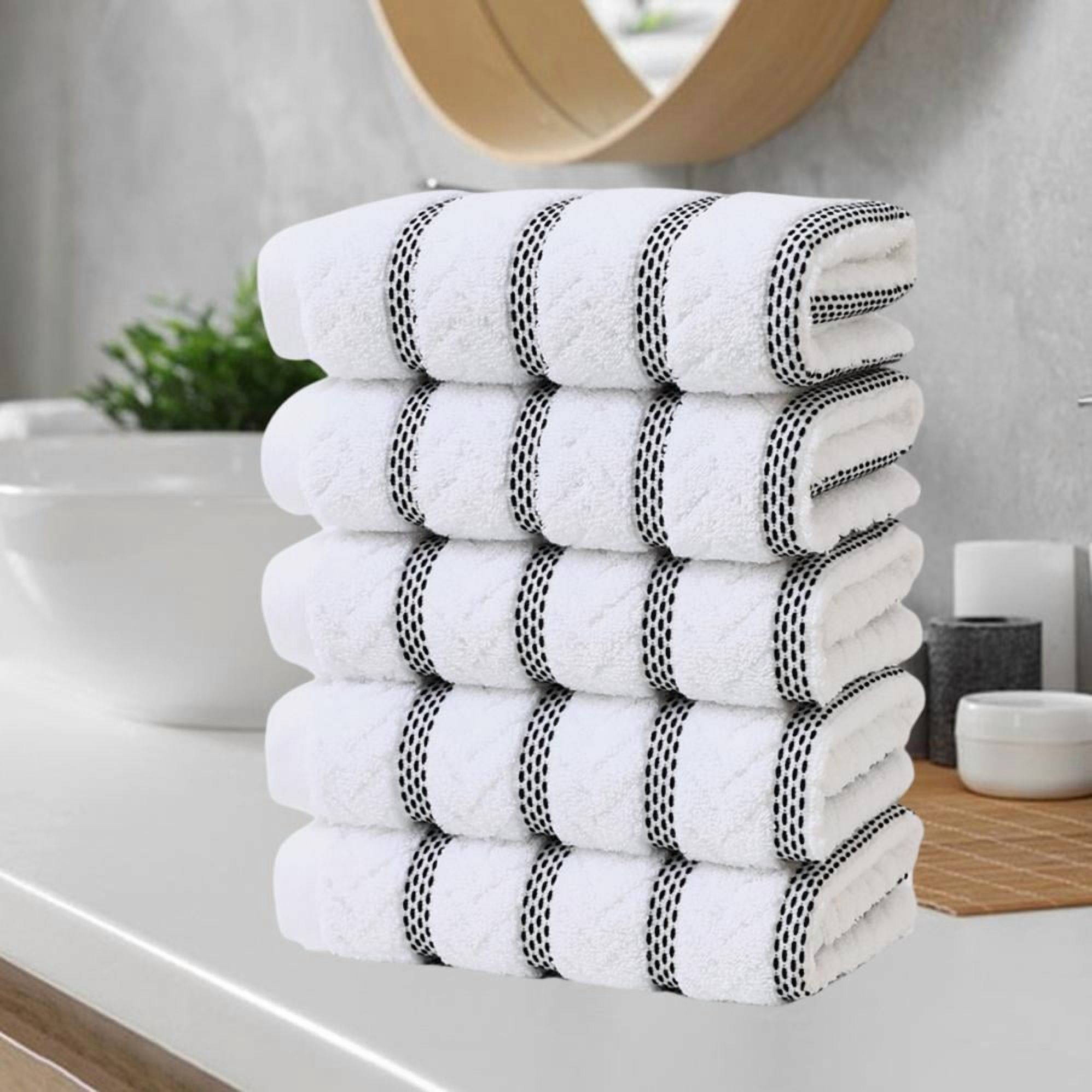 COM1950s Cotton Towels 5 Pack,Highly Absorbent Bath and Face Towels,Soft Washcloths 29X13 Inches,Quick Drying Spa Towel Set for Bathroom,Travel