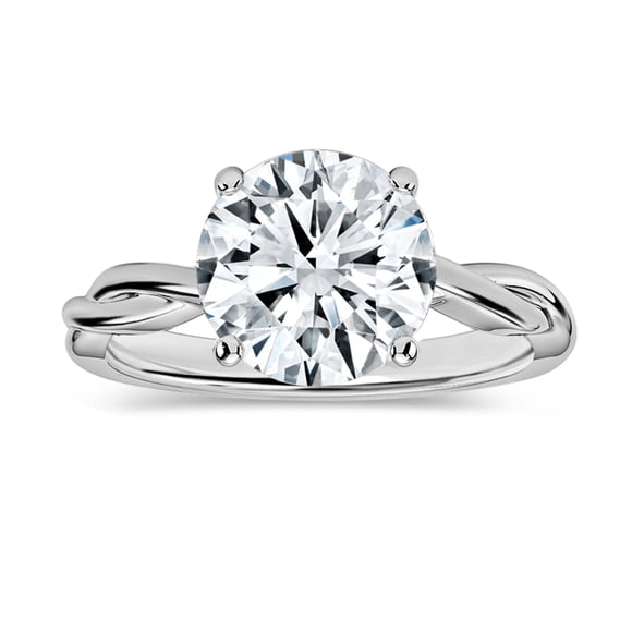ALLORYA IGI Certified 2.50 Carat Round Lab Grown White Diamond Solitaire Intertwined Strands Engagement Ring for Women in 10K Solid White Gold, Size 8