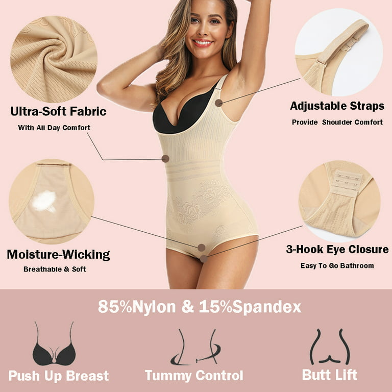 Women's Extra Firm Sexy High Waist Shapewear Bodysuit, beige :  : Fashion