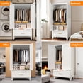 thumbnail image 6 of Jopath Metal Wardrobe Closet,60" Tall Armoire Wardrobe Cabinet 1 Drawers and Hanging Rod,Clothes Storage Organizer Cabinets for Bedroom,Office,Living Room,White02, 6 of 8