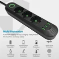 thumbnail image 3 of USB Power Strip With 3 Ports 5 Outlets 2m Cable EU Plug Surge Protection Extension Cord, 3 of 10