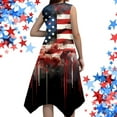 thumbnail image 4 of Women's Independence Day Patriotic Dress Print Sleeveless Retro Irregular Hem Pleated A-Line with Pocket Sundress Black S, 4 of 5
