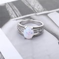 thumbnail image 4 of Opal Ring Exquisite Elegant Imitation Opal Wedding Anniversary Ring Double Layer Openwork Rhinestone Ring Gift, 4 of 6