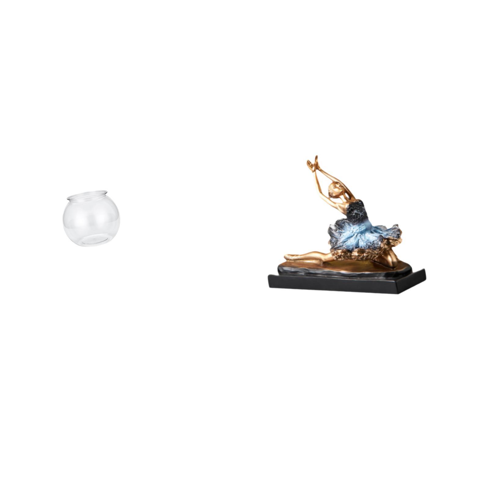 Desktop Aquarium Bowl Ballet Dancer Figurine Transparent Resin Fish Tank Vase Art for Living Room Table Adult Kids Gift