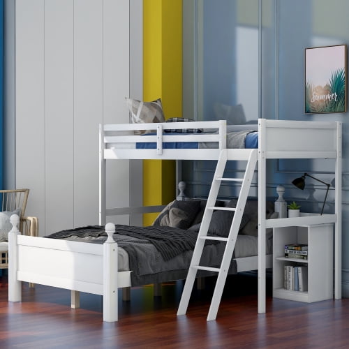 Guardrail Loft Bunk L Shaped Frame, L Shaped Twin Over Full Bunk Beds With Stairs