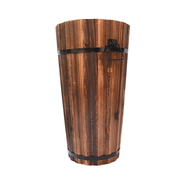 Maceta de barril de madera, jardinera para patio, interior y exterior, con asas ergonómicas, maceta para plantas de jardín, jardinera. Estilo A