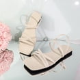 thumbnail image 5 of Xfvqtps Women Strappy Sandals Flat Slip on Open Square Toe Crisscross Summer Sandals Casual Shoes Walking Sandals, 5 of 9