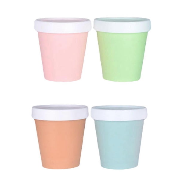 4 Pcs Dessert Cups Lids Soup Bowls Yogurt Bowls Go Freezer Storage Tubs Plastic Dessert Bowls