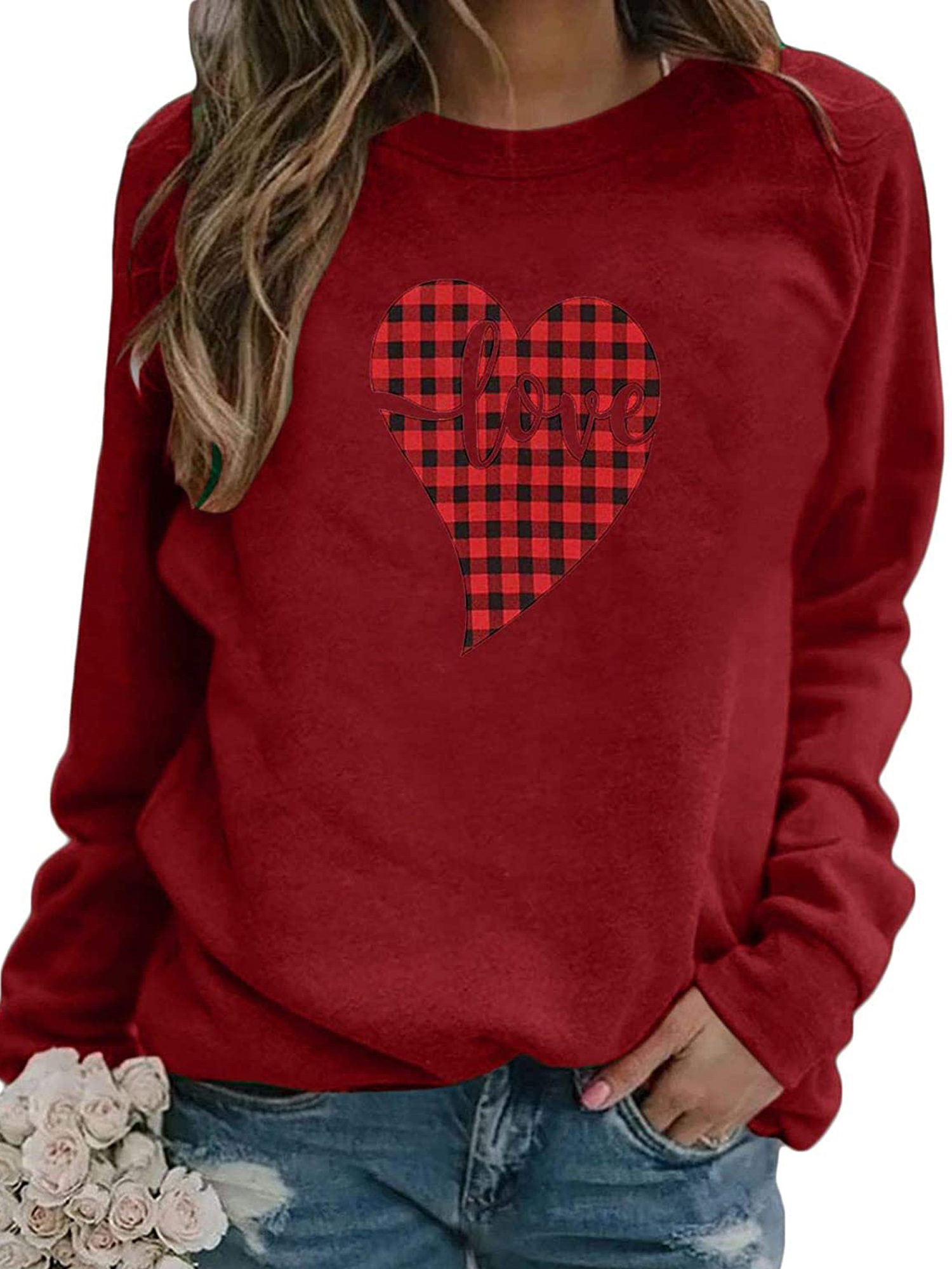 Long Sleeve Heart T-shirt Tops 