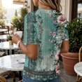 thumbnail image 6 of Stralyhd Cotton Linen Women's Tops Short Sleeve Button Down Shirts 2026 Summer V Neck Top Dressy Casual Loose Fit Henley Blouse Green S, 6 of 8