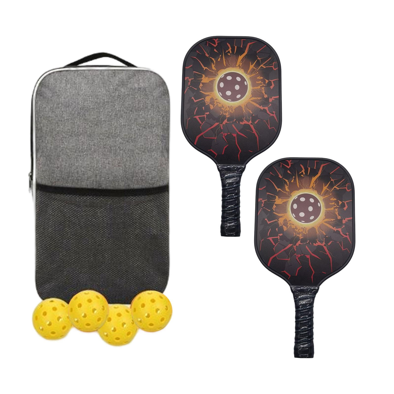DimyFew Lightweight Pickleball Paddle Set 4x Pickleballs Balls Comfort Grip with Storage Ball Pattern
