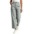thumbnail image 2 of ClodeEU Women's High Waist Straight Leg Cropped Pants,Casual Trousers with Pockets Gray,Women's Plus XL, 2 of 8